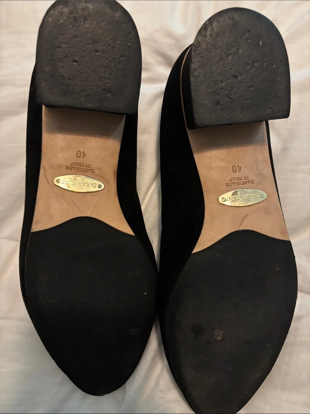 Sarah Flint Black Suede Loafers IT 40/9 9.5 handmade in Italy